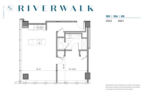 Floor plan for 1 bed, 1 bath, 767 sqft